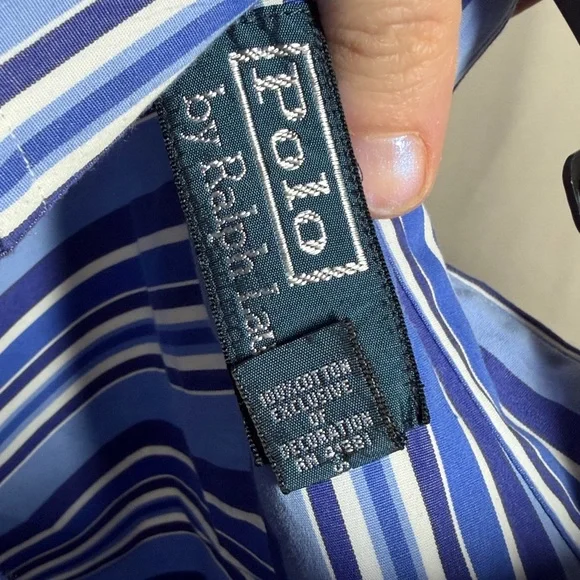 NWOT Polo Ralph Lauren Men’s Blue White Navy Striped Long Sleeve Button Down XL - Picture 4 of 6